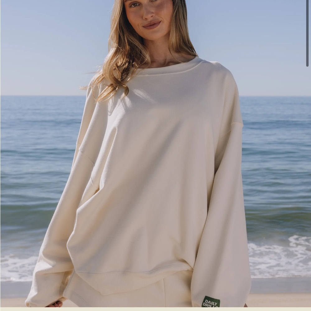 Daily Drills Oversized Cream Sweatshirt